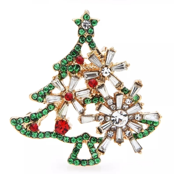 Rhinestone Christmas Tree Brooch Pin - Picture 3 of 3